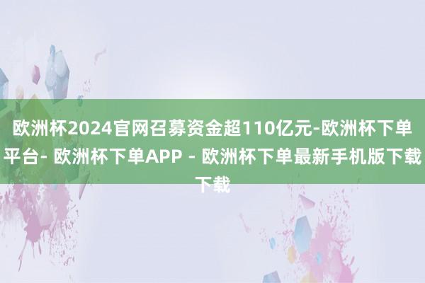 欧洲杯2024官网召募资金超110亿元-欧洲杯下单平台- 欧洲杯下单APP - 欧洲杯下单最新手机版下载