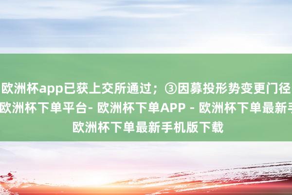 欧洲杯app已获上交所通过；③因募投形势变更门径不范例等-欧洲杯下单平台- 欧洲杯下单APP - 欧洲杯下单最新手机版下载