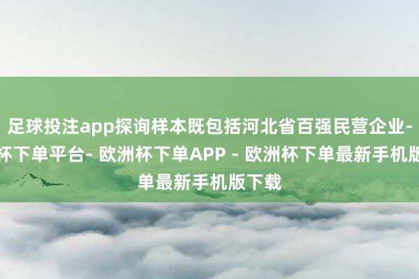 足球投注app探询样本既包括河北省百强民营企业-欧洲杯下单平台- 欧洲杯下单APP - 欧洲杯下单最新手机版下载