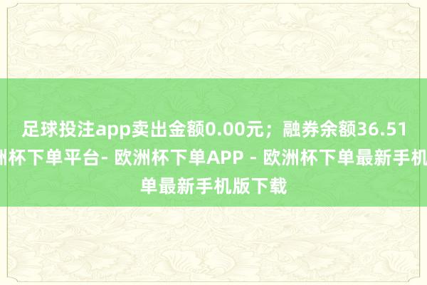 足球投注app卖出金额0.00元；融券余额36.51万-欧洲杯下单平台- 欧洲杯下单APP - 欧洲杯下单最新手机版下载