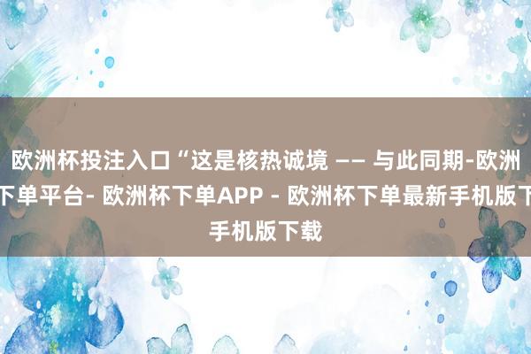 欧洲杯投注入口“这是核热诚境 —— 与此同期-欧洲杯下单平台- 欧洲杯下单APP - 欧洲杯下单最新手机版下载
